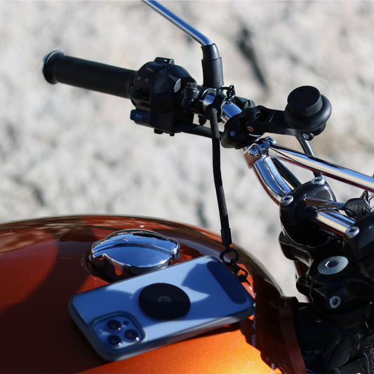 Cordon de sécurité et antivibration utilisés avec la plaque métal et le support de téléphone magnétique moto Pro Boost Shapeheart
