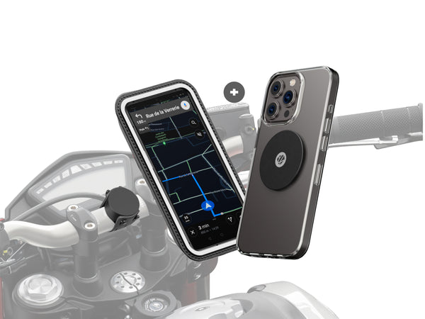 Motorcycle phone holder (pocket and plate)