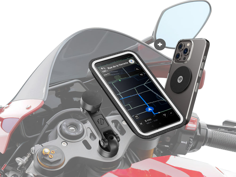 Support téléphone pour demi-guidon de moto BOOST (pochette et plaque)