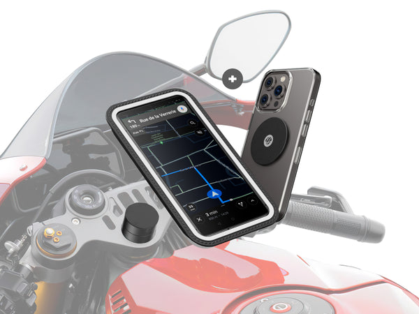 Support téléphone pour demi-guidon de moto (pochette et plaque)