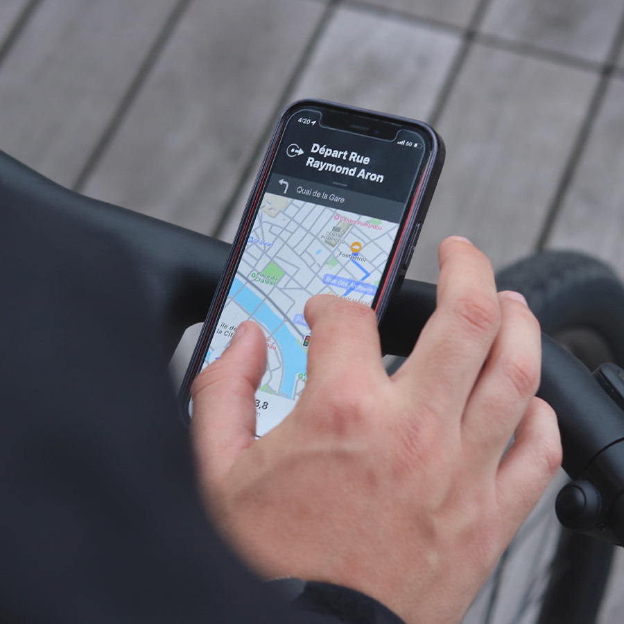 Using GPS on a phone mounted to the bike with Shapeheart support.