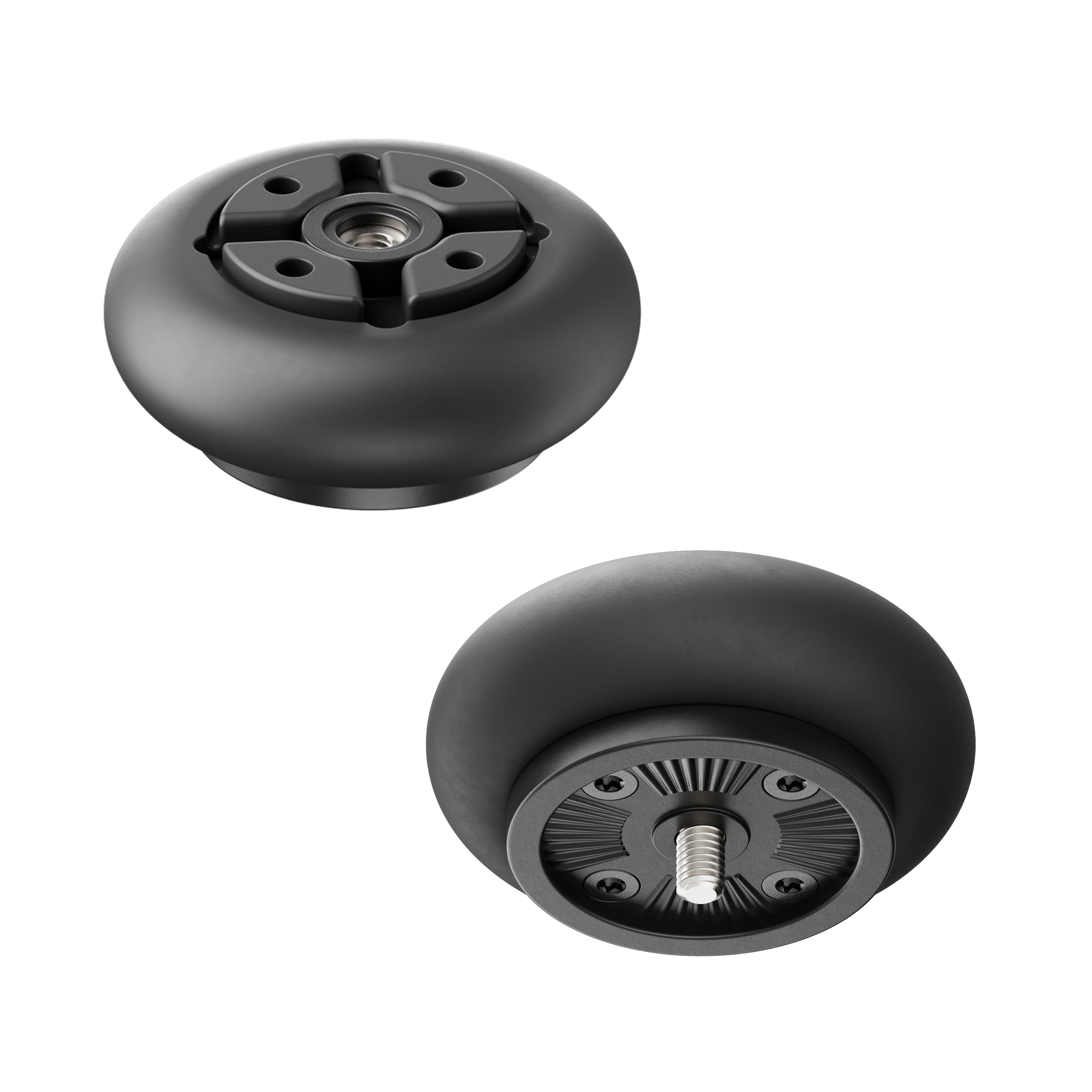 Shapeheart anti-vibration module positioned between phone mount and motorcycle handlebar, supplementary camera protection for large Boxer engine OIS.