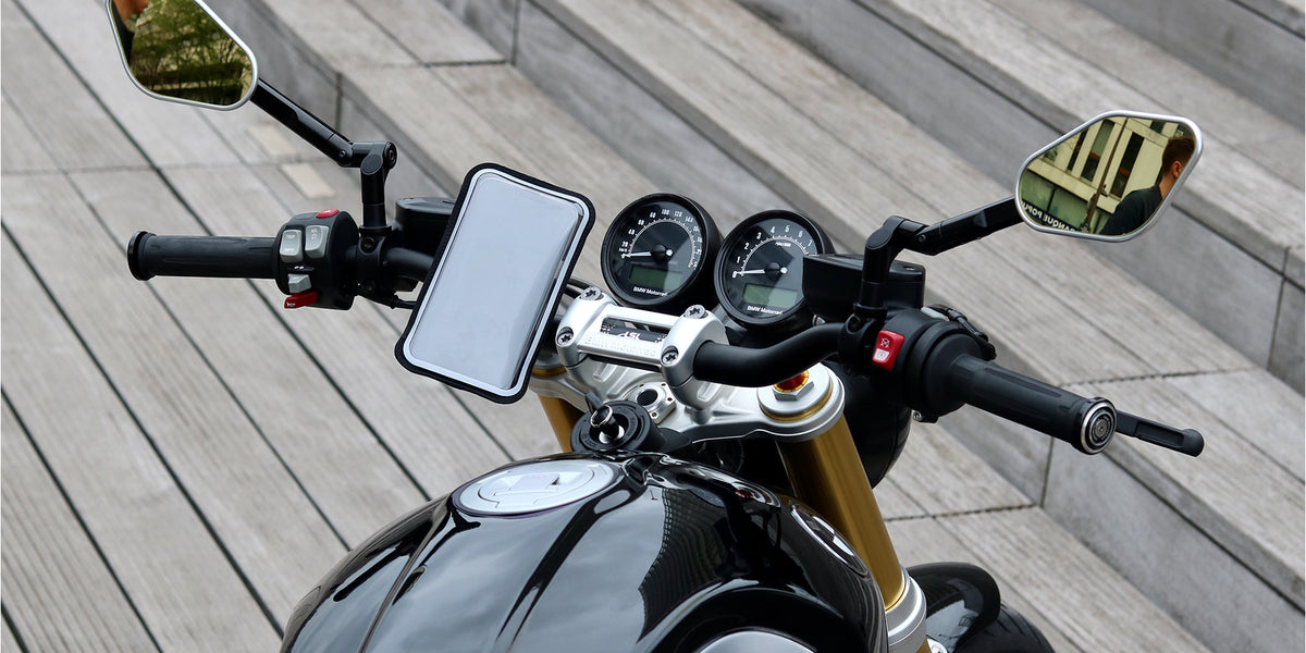 SHAPEHEART innovation française, Support telephone moto magnétique Pro avec  bras articulé et pochette imperméable détachable, absorbe les vibrations.