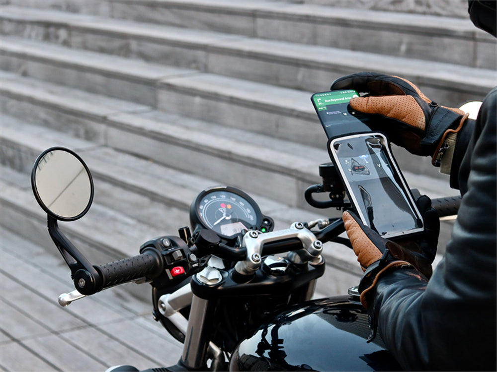 Motorcycle phone holder (pocket and plate)