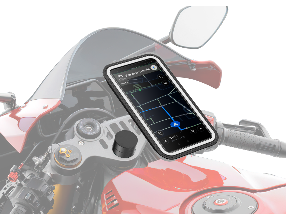 Support téléphone pour demi-guidon de moto