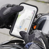 The magnetic sleeve with camera opening included with the Shapeheart bicycle handlebar mount is fully touchscreen-compatible and waterproof